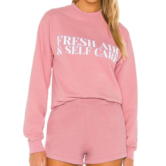 Lovers + Friends Tops - Lovers and Friends Fresh Air Self Care Sweatshirt Pink XS NWT REVOLVE